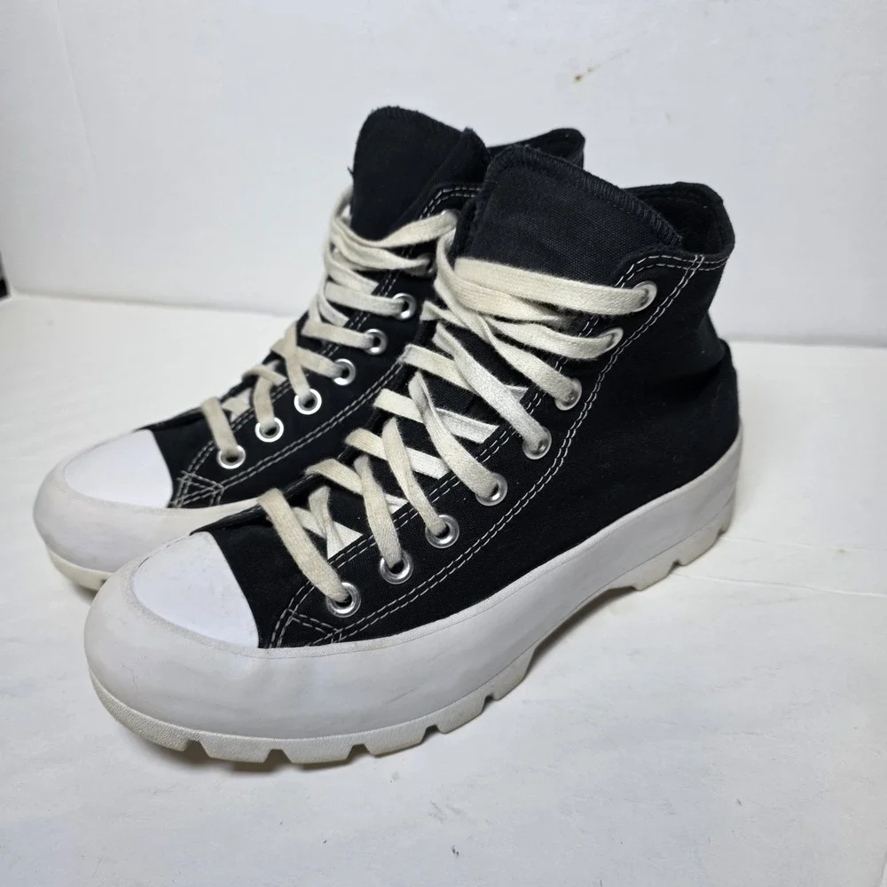 Converse Chuck Taylor All Star Lugged Hi Black Platform Sneakers Women's 8.5 - Picture 1 of 9